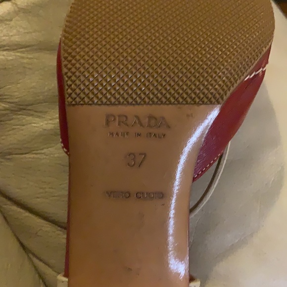 Prada kitten heels size 37 red beige cream - Picture 7 of 11